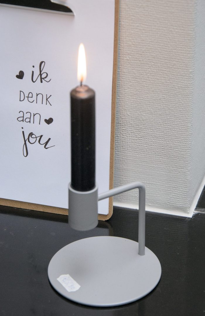 Kandelaar Curve lichtgrijs 15 cm. - Afbeelding 2