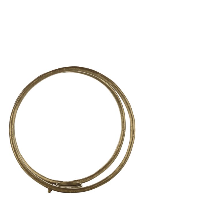 Close-up Lifestyle Home Collection ringvormige kaarsenstandaard goud van metaal, modern design