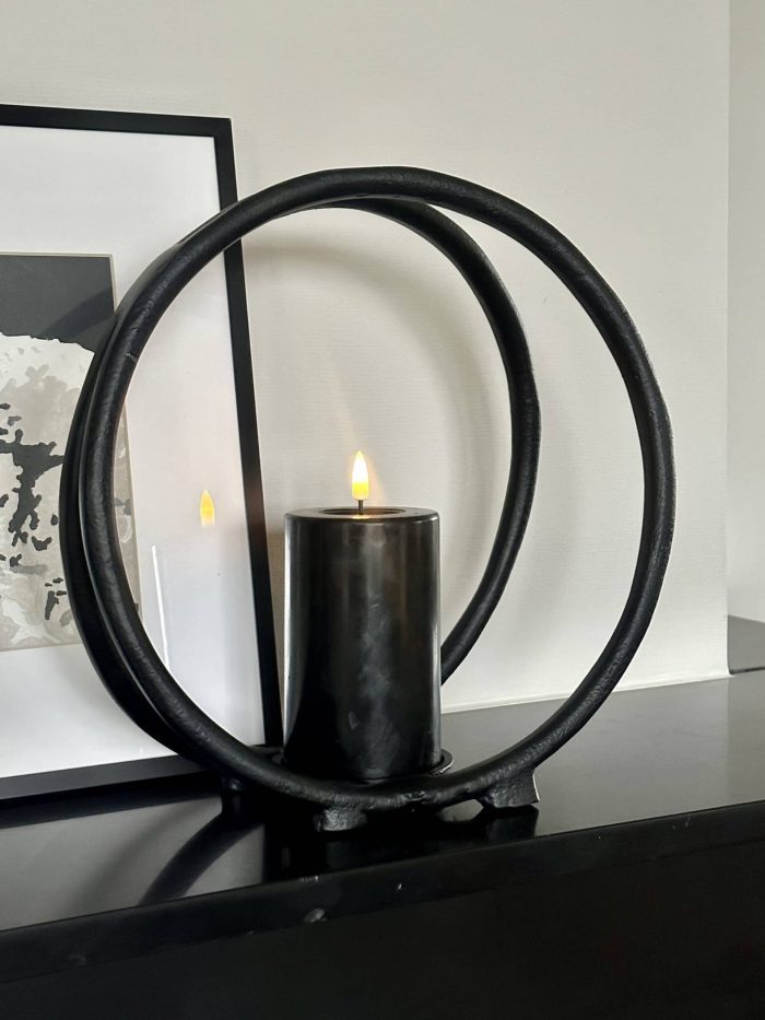 Ring kaarsenstandaard Zwart