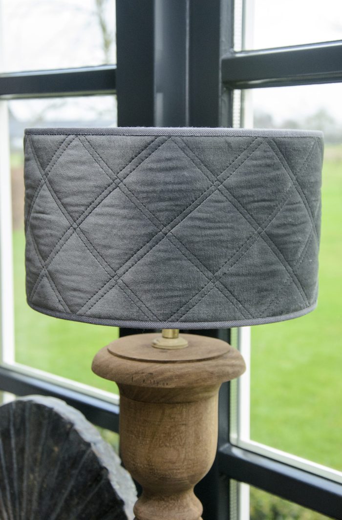 Donkergrijze velvet lampenkap 20 cm. - Afbeelding 2