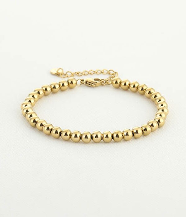 Michelle Bolletjes Armband RVS Yara goud op witte achtergrond