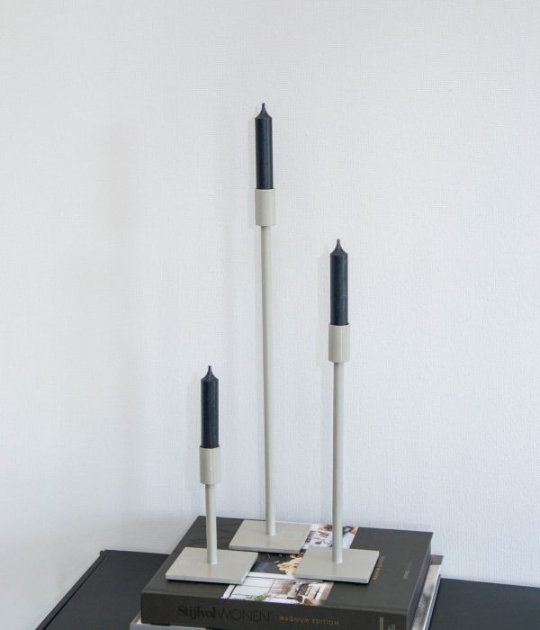 Leeff kandelaar Cleo grijs in drie hoogtes 15, 30 en 45 cm