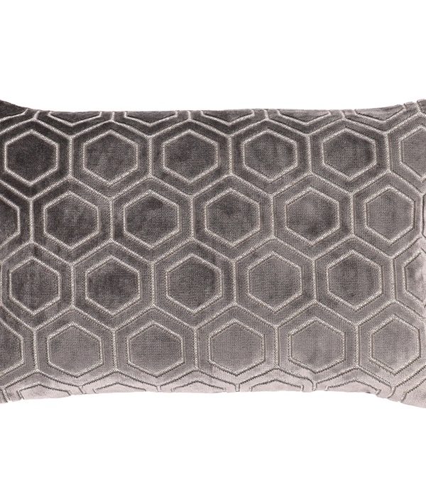 Overseas kussen Bastia taupe – velvet sierkussen 40×60 cm inclusief vulling