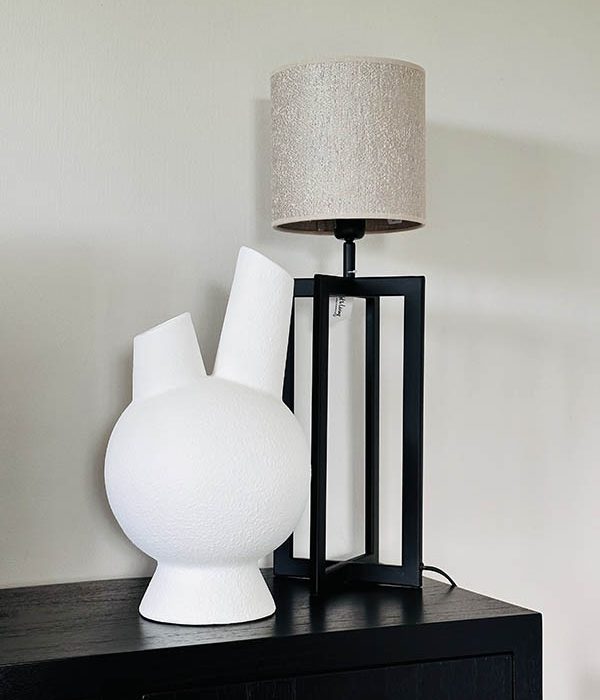 Lampenpoot, lampenvoet, Mace, mat zwart, zwart, 21x21x46 cm, Light&Living 2