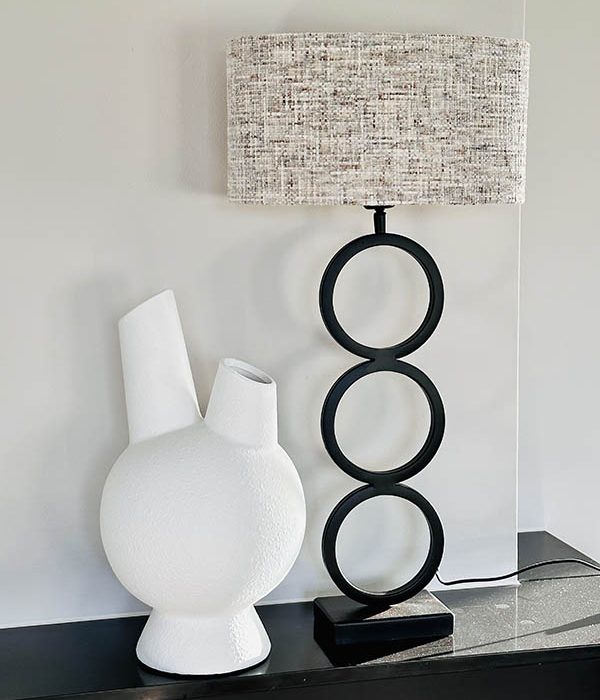 Lampvoet, tafellamp, Stelios, 15 x 10 x 51 cm, mat zwart, Light & Living 2