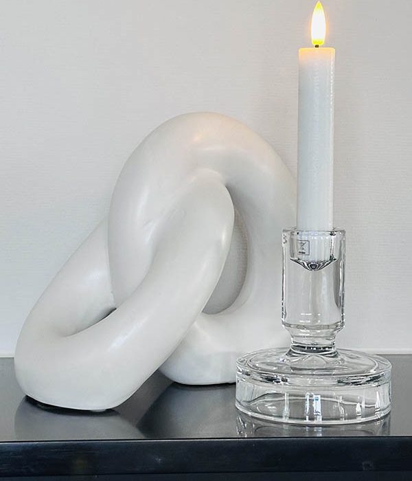 Countryfield Ornament Schakel Faron L wit – decoratief stoneware kettingornament