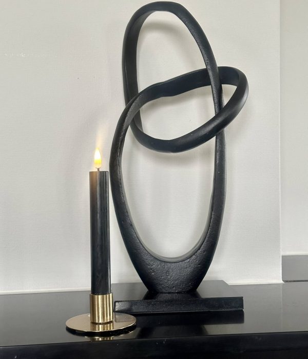 Zwarte LED dinerkaars 15 cm van Deluxe Homeart met real flame effect