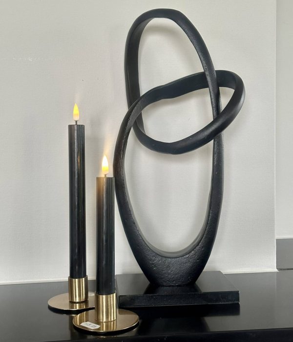 Set van twee zwarte LED dinerkaarsen van Deluxe Homeart met real flame effect