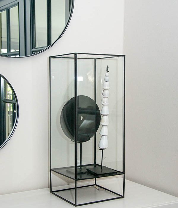 Light&Living windlicht Solat XL – rechthoekige decoratiebox glas met zwart metalen frame