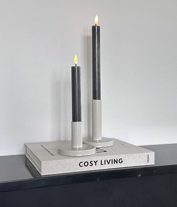 Deluxe Homeart LED dinerkaars mokka – set van 2 stuks, met realistische 3D-vlam