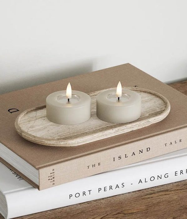 Zandkleurig LED waxinelichtje van Deluxe Homeart met 3D-vlam – Ø6,1 x H4,5 cm