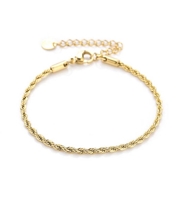 Michelle armband Elin – goudkleurig RVS, basic gedraaid design, 16+3 cm