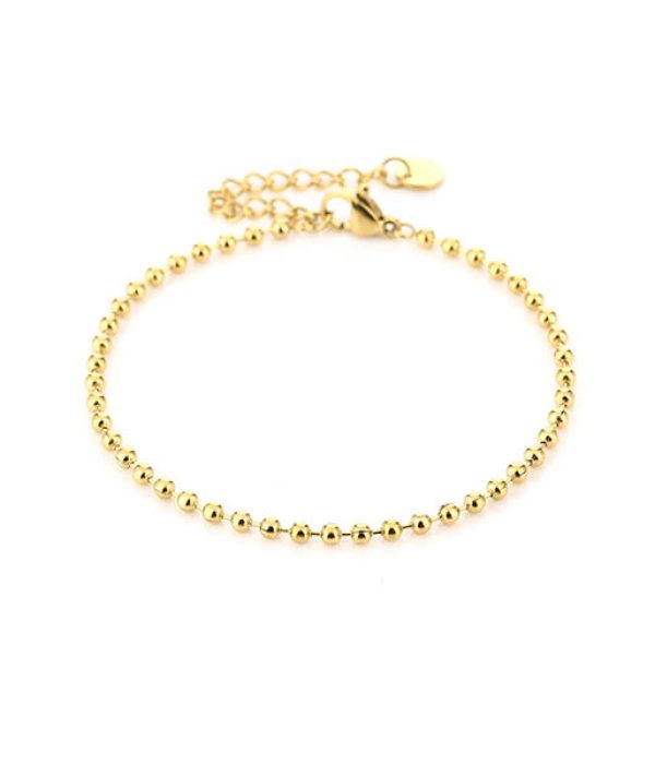 Michelle bolletjes armband Ivy – goudkleurig RVS, mini bolletjes, 16+3 cm