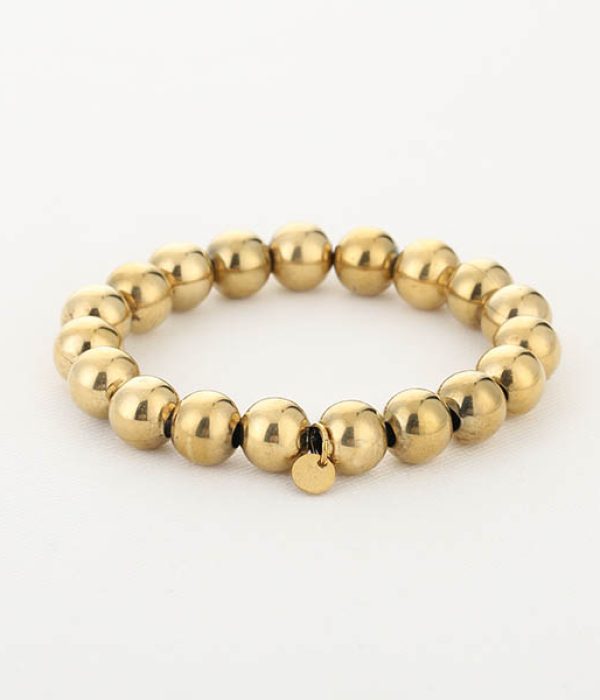 Michelle bolletjes armband van roestvrij staal in goudkleur met rond bedeltje – 16 + 3 cm verstelbaar