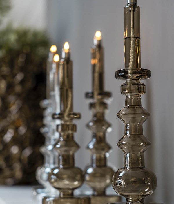 Peri Living candleholder Champagne Brass glazen olielampen op schouw