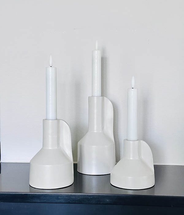 Vase the World kandelaars Alota Ivory – set van 3 stalen kandelaars in ivoor